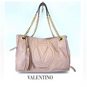 Valentino by Mario Valentino Luisa Blush Pink Signature Leather Shoulder Bag